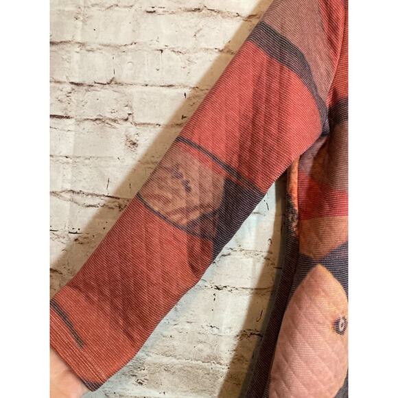 Donna White Jacket Womens Small Pink Quilted Abstract Art Button Front Artsy - Picture 2 of 14